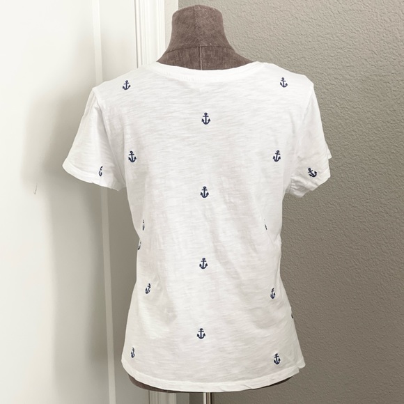 🩶 Cynthia Rowley White Anchor Tee Shirt XL - Picture 3 of 6